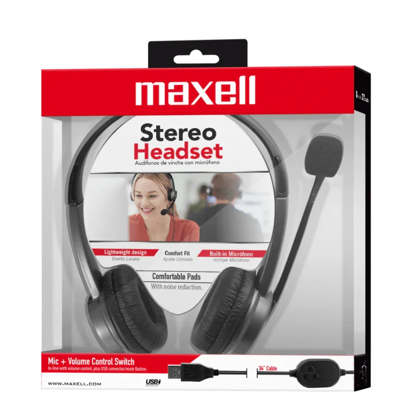 Audífono + Micrófono Maxell Hs-Mic USB Call Center