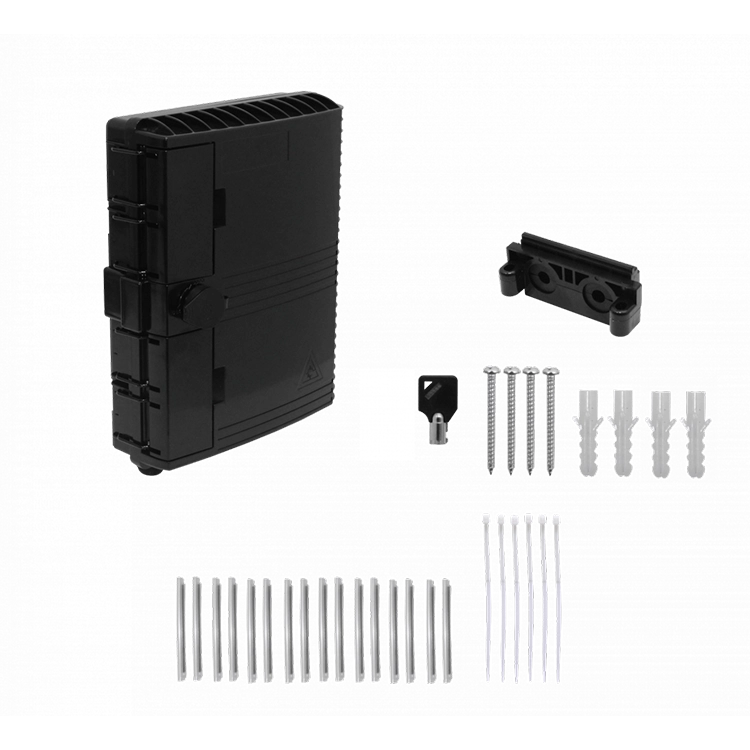 BOX-16N – Caja NAP de fibra óptica IP65 con llave (16 salidas, negra) Req Coplas