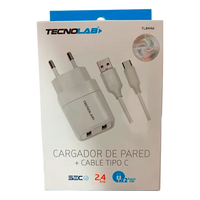 Cargador Usb Port Tipo C Tecnolab Tl044w 2x Sello Sec Blanco imagen 4