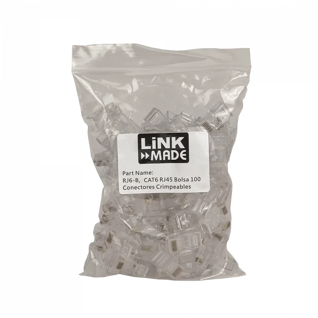 Conectores CAT6 RJ45 Crimpeables Bolsa 100 Uds