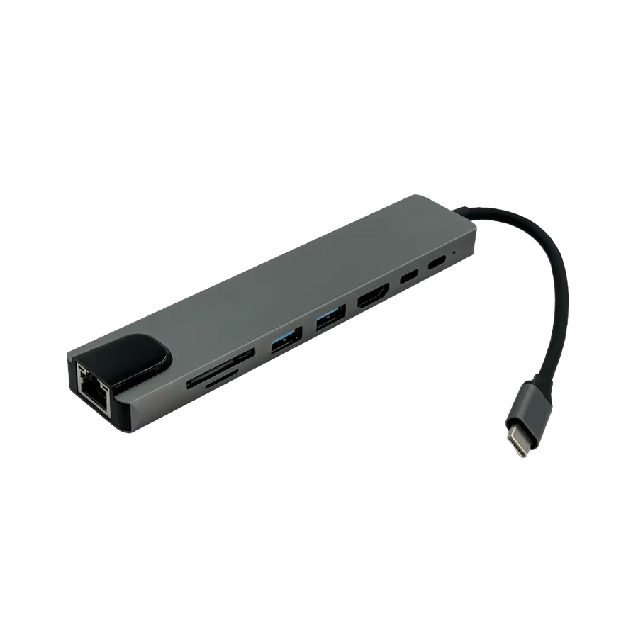 Hub USB-C HDMI 4K, RJ45, SD/mSD 100 Aluminio