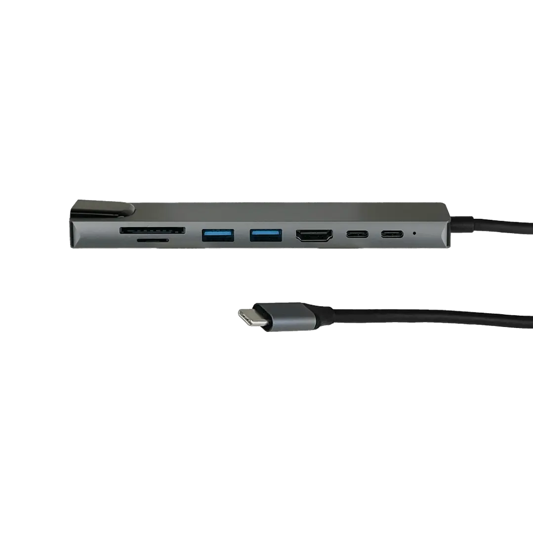 Hub USB-C HDMI 4K, RJ45, SD/mSD 100 Aluminio