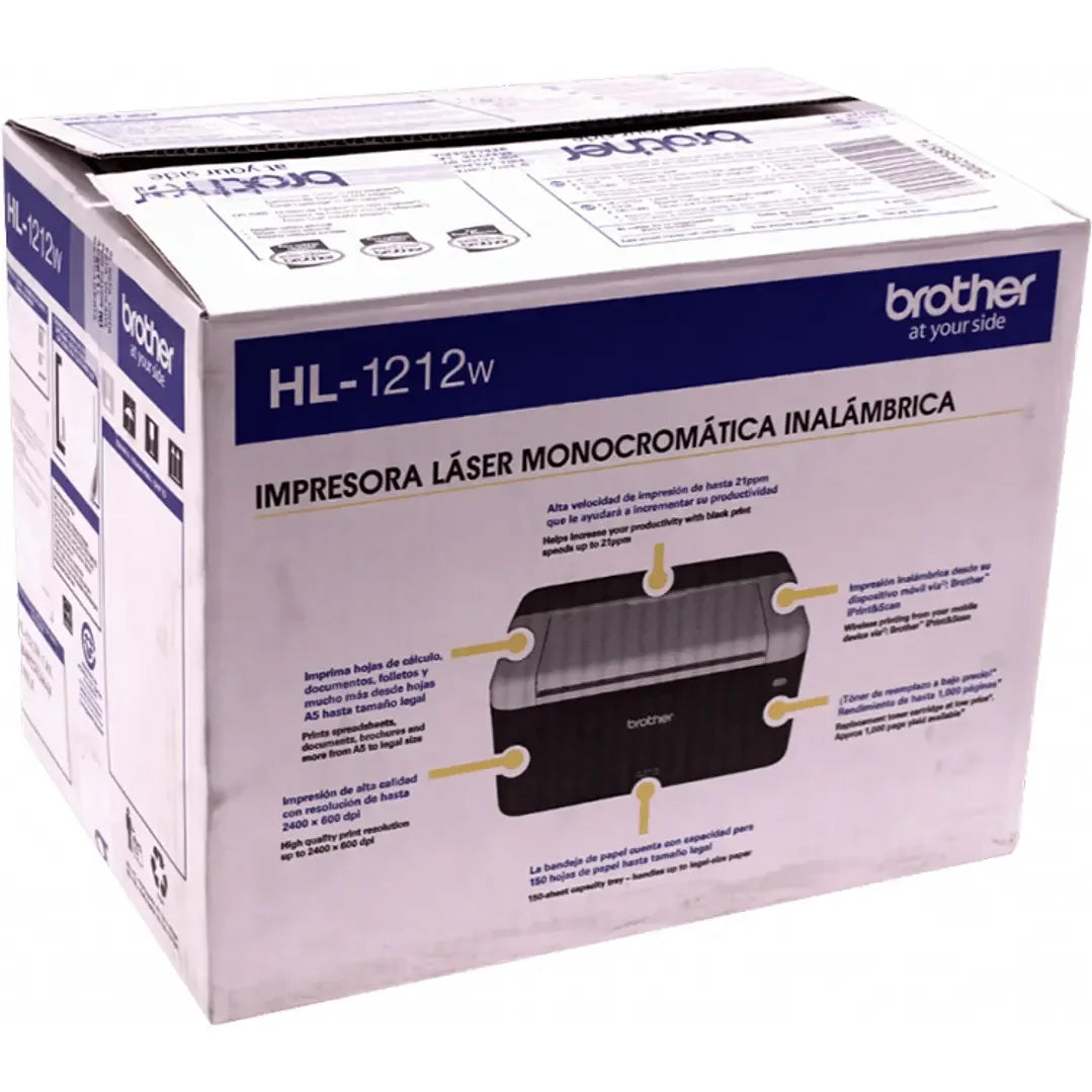 Impresora Laser BROTHER HL-1202 solo-USB 21ppm 2400x600dpi 150hoj Toner-TN1060
