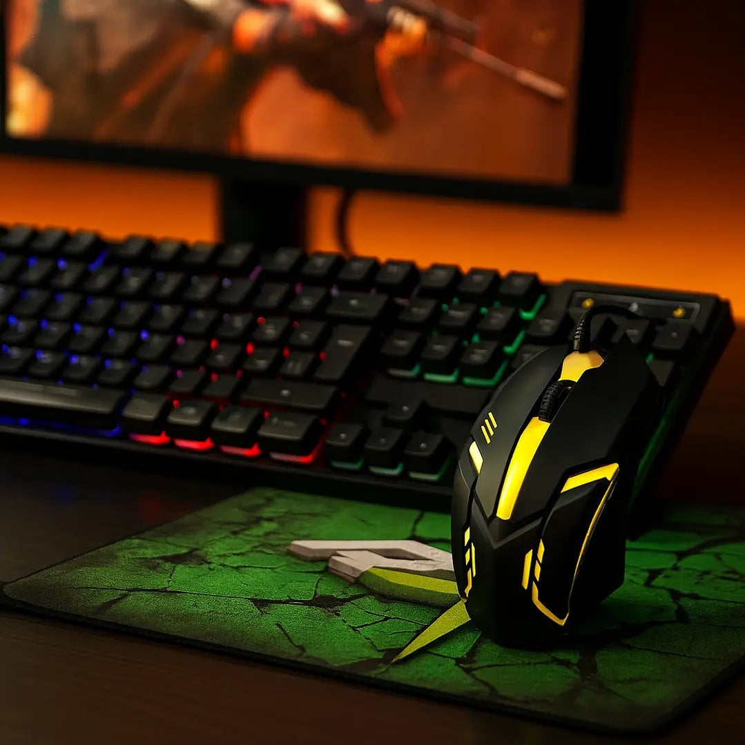 Kit Teclado Mouse Padmouse Gamer Pro Reptilex Rx0017 Negro