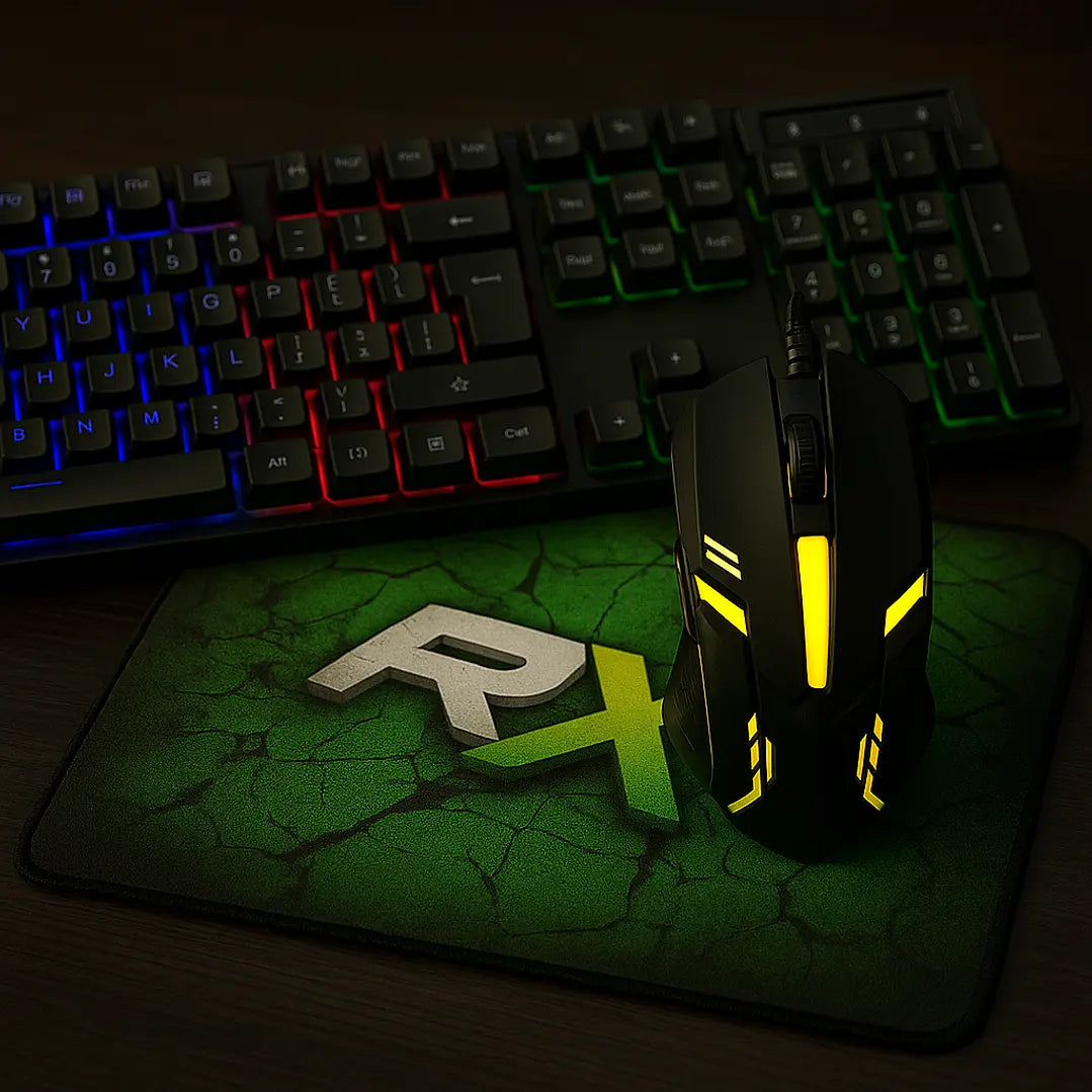 Kit Teclado Mouse Padmouse Gamer Pro Reptilex Rx0017 Negro