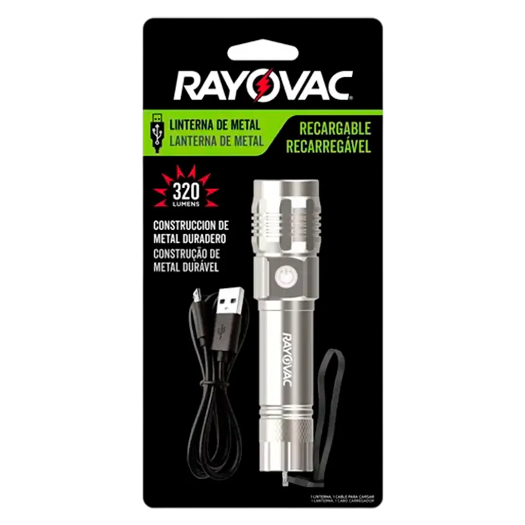Linterna recargable Metálica Rayovac 320 Lum