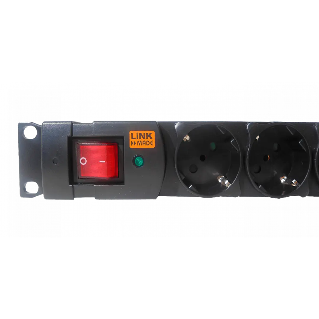 PDU 8-Schuko/ch-H 1-Ch-Macho LINKMADE 10A Rack1U