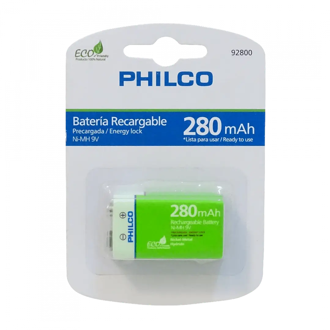 Pila/Batería Philco 9V 280mAh Recargable Ni-MH