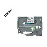 Cinta Negro en Fondo Blanco TZE-231 BROTHER 8mt p/PT-H110/E300/E550 imagen 2