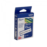 Cinta Negro en Fondo Blanco TZE-231 BROTHER 8mt p/PT-H110/E300/E550 imagen 1