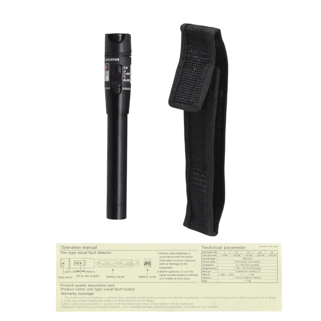 VFL Fibra Óptica 20mW 650nm Alcance 15km